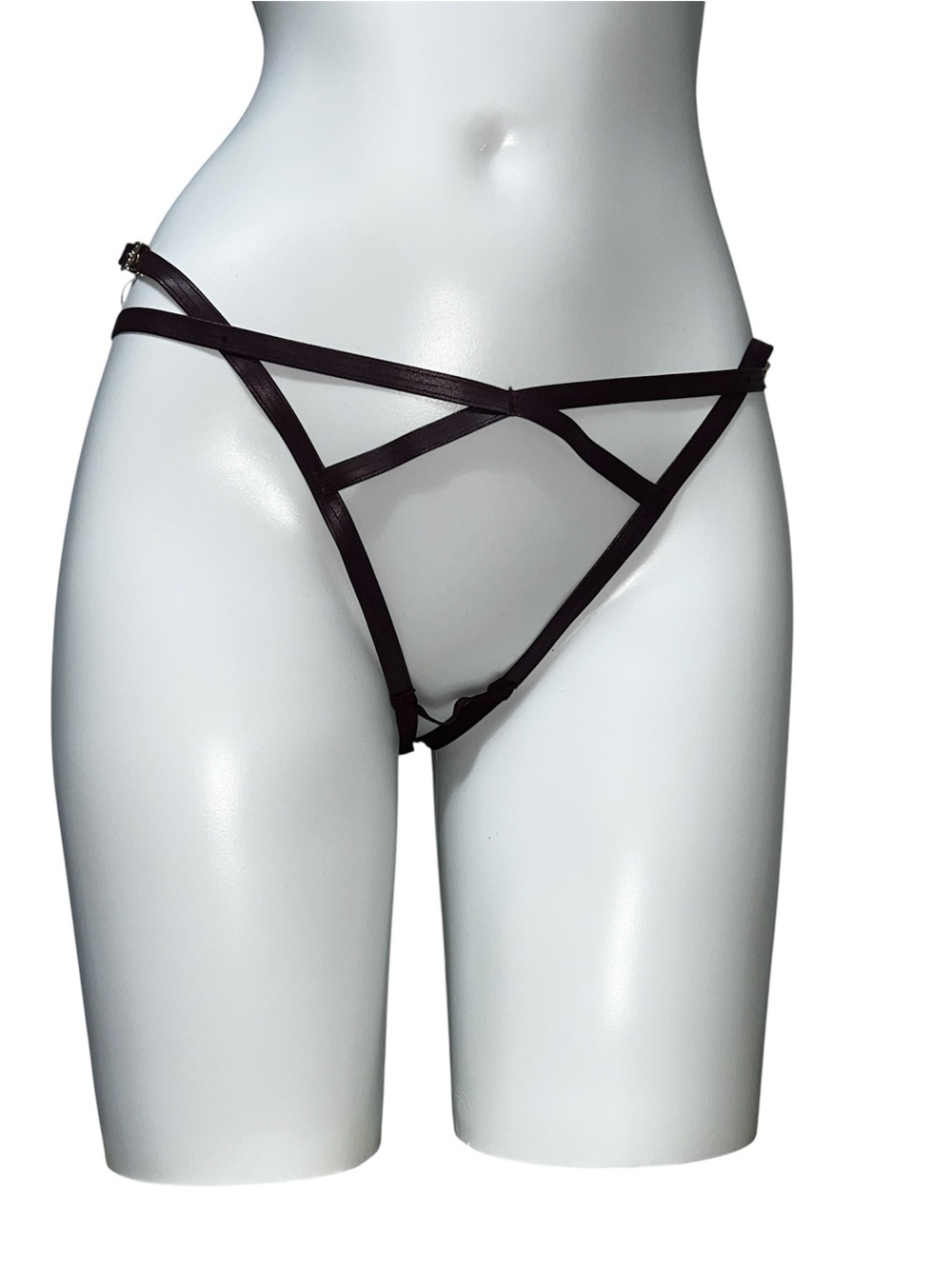 Very sexy Victoria's Secret leather Strappy Sheer Bikini - brown sz M